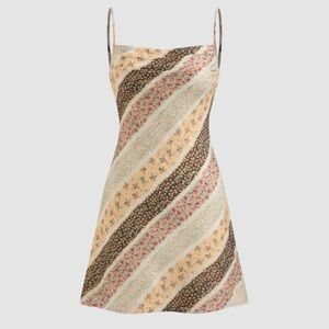 Cider Square Neck Floral Colorblock Mini Dress Patchwork Lace Fall Size XS